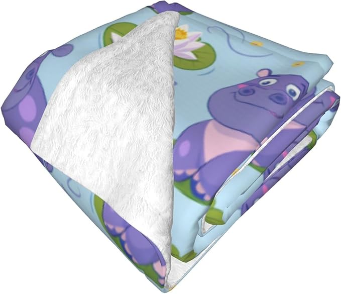 Cute Hippo Blanket Gifts for Women Men Adults Hippo Lovers, Hippos Plush Fleece Throw Blankets, Cozy Soft Warm Bedding Decor for Sofa Living Room Travel 60"x80"