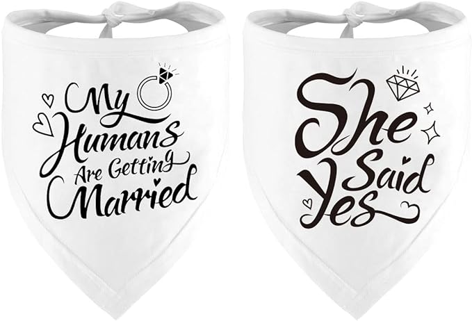 Engagement Gift, My Humans are Getting Married Dog Bandana, Wedding Photo Prop, Pet Scarf, Dog Engagement Announcement, Pet Accessories (White)