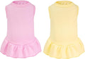 2 Pcs Dog Dresses Cat Skirt Solid Color Dog Clothes Summer Sleeveless Puppy Girl Clothes for Small Pet Dogs Cats (Yellow,Pink, Small)