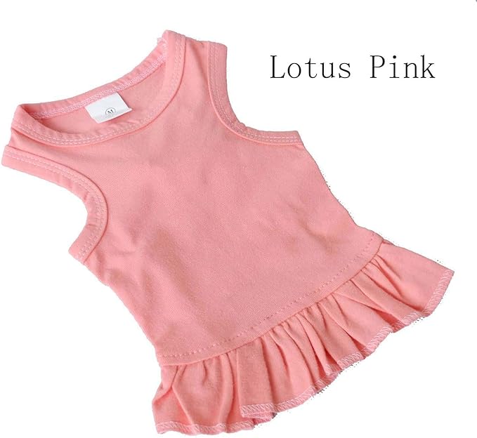 Pet Clothes Small Dog Clothing Blank Color Sport Dress T-Shirts Tee Dresses Tanks Top for Small Size Female Dogs Summer Spring Pet Costumes 100% Cotton (XL, Lotus Pink)