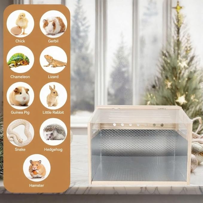 Hamster Cage with Camera - 2.5K 5G Hamster Camera for Chewproof Guinea Pig Cage Clear Small Animal cage with Open top Hamster Habitat Wooden Mouse cage 15.7 * 12 * 12 in (Hamster Cage)