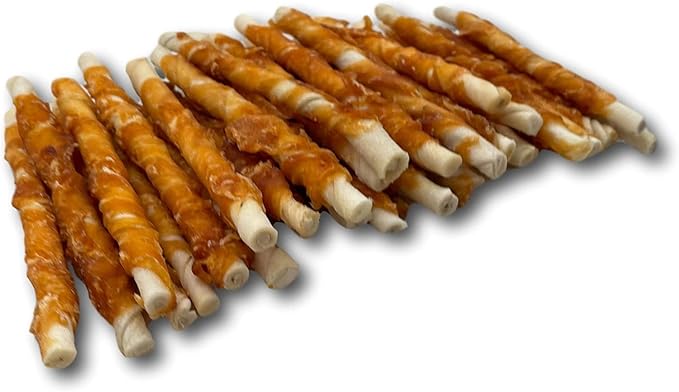 Top Dog Chews - All Natural Chicken Wrapped Rawhide Dog Twists (100 Pack), Natural Chew Sticks for Healthy Teeth and Happy Dogs, Delicious Dog Treats for Canine Dental Care (5", 100, Count)