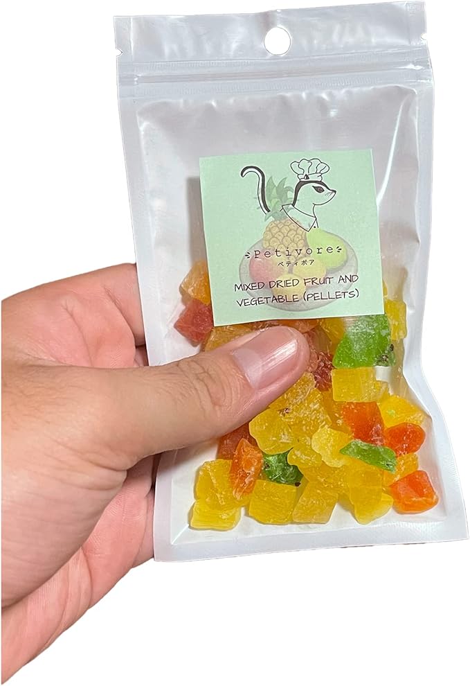 Large Pack Fish Sticks + Mixed Dried Fruit and Vegetable Pellets - Sugar Glider, Squirrel, Hamster and Small Exotic Pet Treats/Food