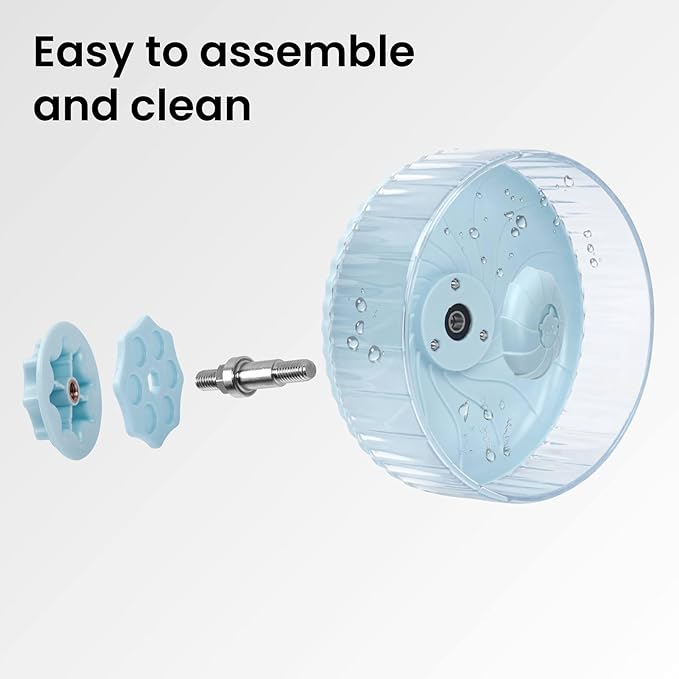 Silent Hamster Wheel, 10in Hamster Wheel No Stand, Double-Bearing Quiet Spinner for Syrian Hamsters, Hedgehogs, Mice & Small Pets, Blue