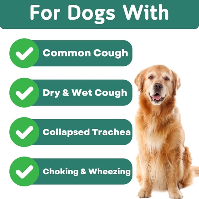 Dog Cough Medicine - 100% Natural Respiratory Support - Relief for Cough and Breathing Discomfort - All-Natural Treats Made with Real Chicken