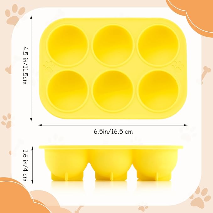 Honeydak 2 Pcs 6 Cavities Silicone Dog Treat Molds Large 25-75lbs for Making Ice Snacks Frozen Dog Treat Molds Cavity Reusable Tray for Puppy Interactive Puppy Toys for Boredom