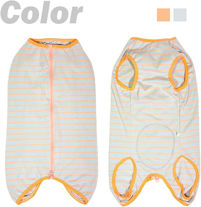 Dog’s Recovery Suit Post Surgery Shirt for Female Male Dog, E-Collar Alternative Wound Protective Clothes (Grey Orange-XL)