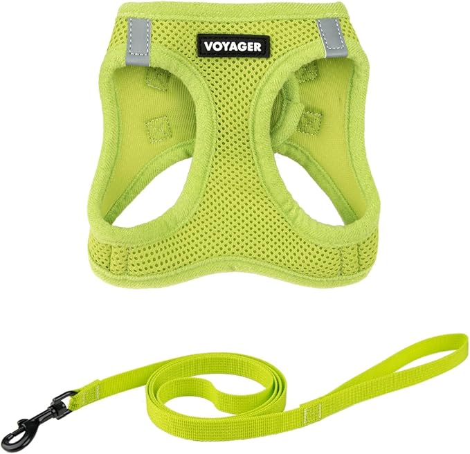 Voyager Step-in Pet Harness - All Weather Mesh, Adjustable Step in Harness for Cats and Dogs by Best Pet Supplies - 307S Lime Green, S