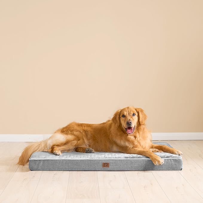 EHEYCIGA Orthopedic Dog Bed Waterproof 41"x27", Memory Foam Pet Bed for XLarged Dogs, Washable Pet Mat with Removable Cover, Grey