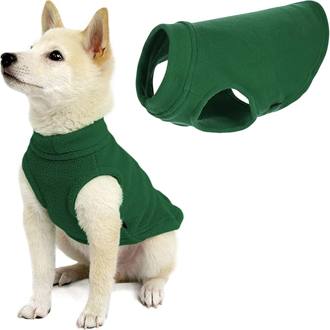 Gooby - Stretch Fleece Vest, Pullover Fleece Vest Jacket Sweater for Dogs, Forest Green, Small Length (8.5")