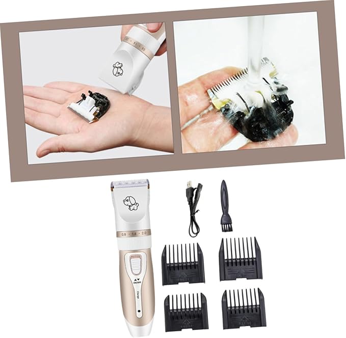 Sosoport Pet Hair Clipper Dog Grooming Tool Safe Head Design Noiseless for Dogs Cats Rabbits Set