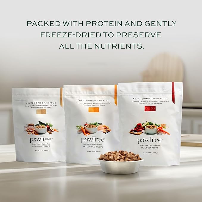 pawTree Freeze-Dried Raw Food for Dogs & Cats. Nutrient-Rich, All-Natural, Complete & Balanced Nutrition. Real Meat, Vegetables & Superfoods (Wild Alaskan Salmon & Beef)