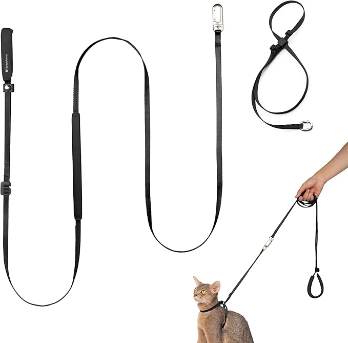 Cat Harness and Leash Set, Escape Proof Cat Harness Lightweight Leash with Padded Handle, Adjustable Leash Harness for Kitten>4lbs Small Large Cats Walking Training (Midnight Black, S)