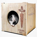 Wooden Rabbit Hideout, Rabbit Bed, Indoor Hutch, Bunny House Pet for Bunnies, Guinea Pigs, Outdoor Shelter Hut, Small Animal Hideaway, Bunny Playground (12.5 x 12.5 in)