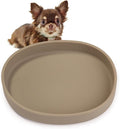 VCEPJH Silicone Dog Plates for Food Shallow Pet Bowl Flat Puppy Food Bowl Whisker Fatigue Cat Feeding Bowls Noiseless Dishes for Dry and Wet Food (Square-Round Brown)