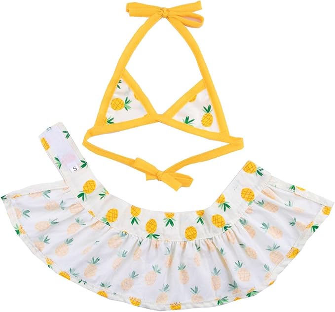 Junchl Small Dog Bikini,Summer Pet Swimsuit Puppy Bathing Dress Beach Clothes, Hawaiian Party Pet Costume Outfit for Puppy Cat Kitten Pineapple S