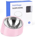 Tilted Dog Bowl Non-Slip & Non-Spill Pet Feeder with Elevated Detachable Melamine Stand, Easy to Get Food Dog Dish, S/100ml Pink