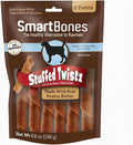 SmartBones Stuffed Twistz with Peanut Butter, Rawhide-Free Chews for Dogs Stuffed with Pork Flavor, 6 Twistz