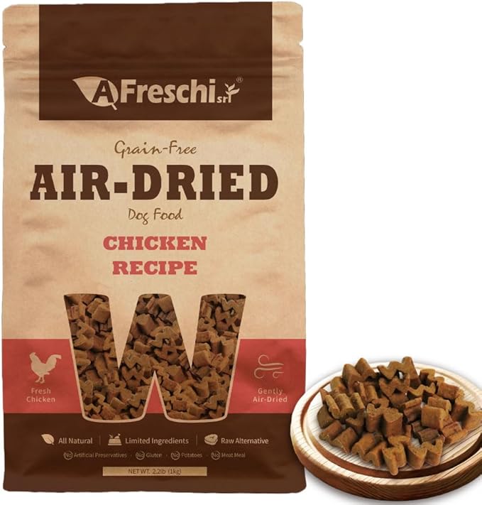 A Freschi srl Air-Dried Puppy & Adult Dog Food - Real Chicken Recipe | Grain-Free | High-Protein for Toy, Small & Large Breeds | Ideal for Picky Eaters, 2.2 lb Bag