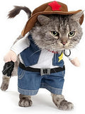 Cowboy Uniform Dog Cat Costume - Funny Pet Cowboy Outfit Clothing with Hat for Halloween Christmas Birthday Special Events Costumes for Kittens and Puppies (S)