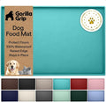 GORILLA GRIP 100% Waterproof Raised Edge BPA Free Silicone Pet Feeding Mat, Dog Cat Food Mats Contain Spills Protects Floors, Placemats for Cats and Dogs Water Bowl, Pets Accessories 16x10, Turquoise