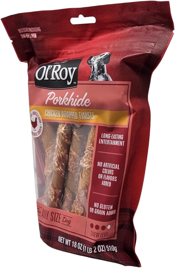 Ol' Roy Porkhide Chicken Wrapped Twists Dog Treats, 18 Ounces