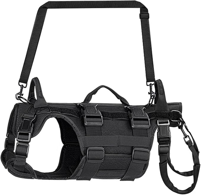Large Dog Lift Support Harness with Handles, Hip Support Brace for Dogs, Full Body Assistance for Front & Rear Legs, Ideal for Senior & Injured Dogs (Black, L)