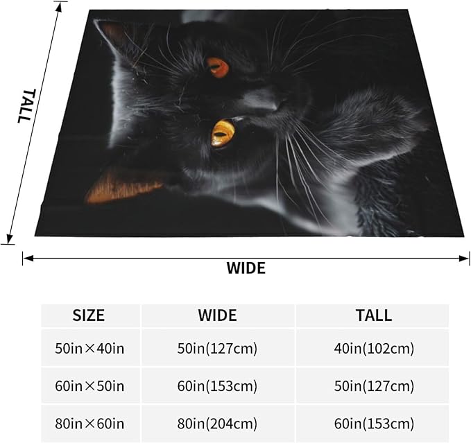 Black Cat Blanket, Gifts for Women, Dark Aesthetic Pet Gothic Soft Lightweight Throw Blankets for Kids Girls, Travel Bed Living Room Decor, 60x80in