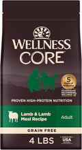 Wellness CORE Dry Dog Food, Grain Free, High Protein, Natural, Lamb Recipe, (4-Pound Bag)