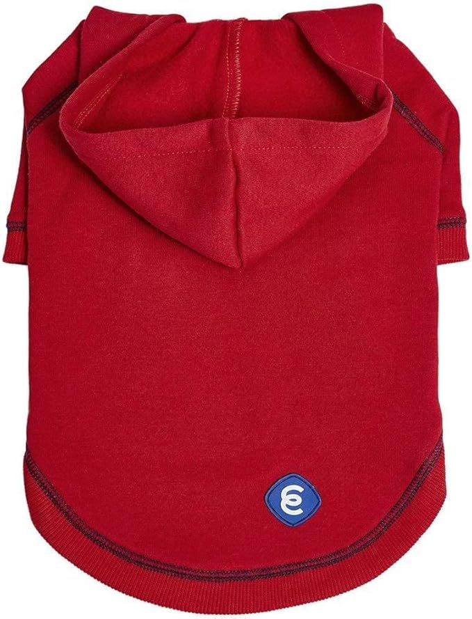 Blueberry Pet Essentials Soft & Comfy Better Basic Cotton Blend Dog Hoodie Sweatshirt in Red, Back Length 22", Pack of 1 Jacket for Dogs