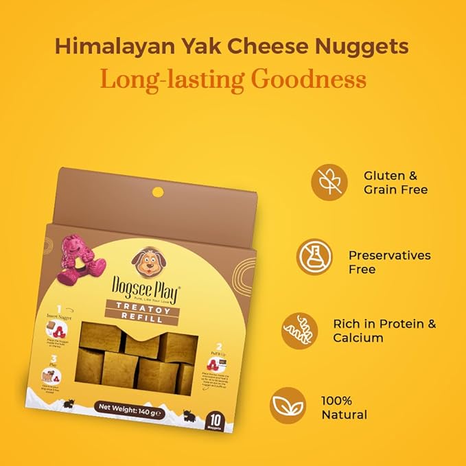 Dogsee Treatoy Yeti Toy Refill Pack 4.9oz (10 pc) | Himalayan Yak Cheese Chew Nuggets | Great for Oral Hygiene | No Odor, No Mess