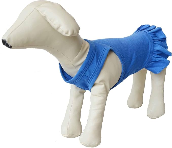 Pet Clothes Small Dog Clothing Blank Color Sport Dress T-Shirts Tee Dresses Tanks Top for Small Size Female Dogs Summer Spring Pet Costumes 100% Cotton (XS, Blue)