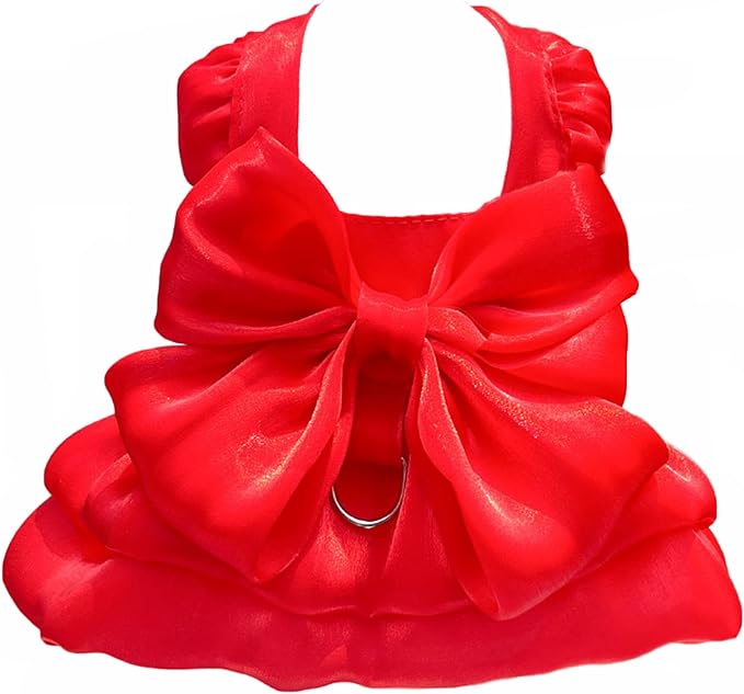 Dog Dress for Small Girl Dogs Cat Dresses for Cats Only Pink Pet Dresses with Bow Decor Cute Summer Girl Dog Skirts,Sleeveless Small Chihuahua Yorkie Clothes (Red, XL（for 12-16 lbs）)
