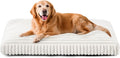 Dog Beds Large Sized Dog, Flat Pet Beds with Removable Washable Cover, Pet Mat Cute Pet Crate Bed Thick Shredded Chopped Crate Foam & Anti Slip Bottom for Indoor, 35"x23"x4" Cream