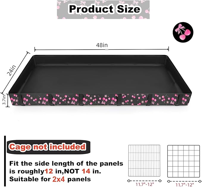 DZWLKJ Guinea Pig Cage Liner,Washable Tarp Bottom Base,Cherry Graphic ,24"x48", Reusable for Rabbit, Chinchilla, Hedgehog, Ferret & Other Small Animals.