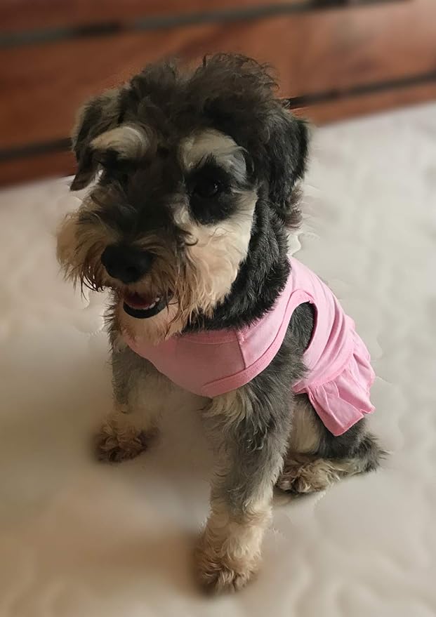 Pet Clothes Small Dog Clothing Blank Color Sport Dress T-Shirts Tee Dresses Tanks Top for Small Size Female Dogs Summer Spring Pet Costumes 100% Cotton (XS, Pink)