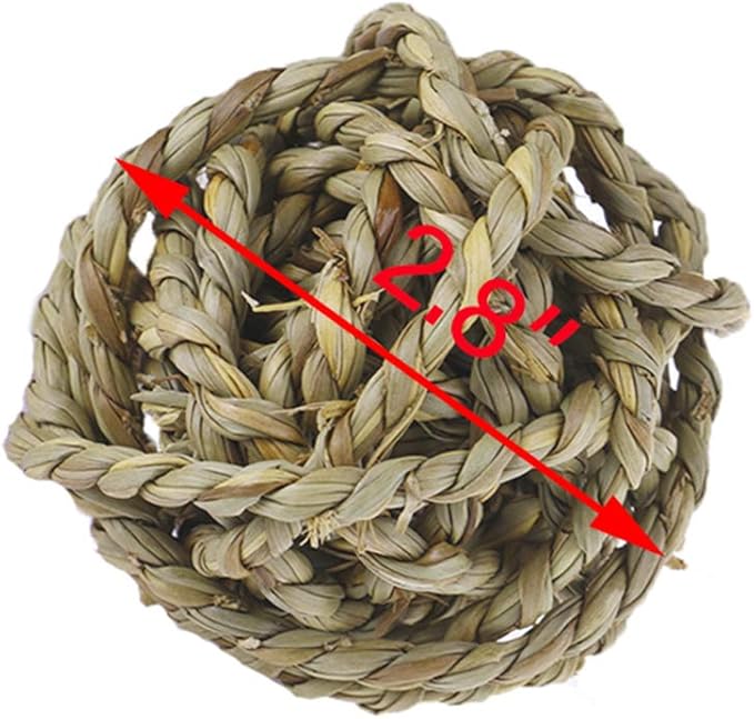Hamiledyi 15PCS Rabbit Grass Balls 2.8in Large Guinea Pig Balls Small Animal Activity Enrichment Toy for Bunny Chinchilla Hamster Gerbil Grinding Playing
