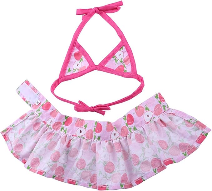 Junchl Small Dog Bikini,Summer Pet Swimsuit Puppy Bathing Dress Beach Clothes, Hawaiian Party Pet Costume Outfit for Puppy Cat Kitten Peach XS