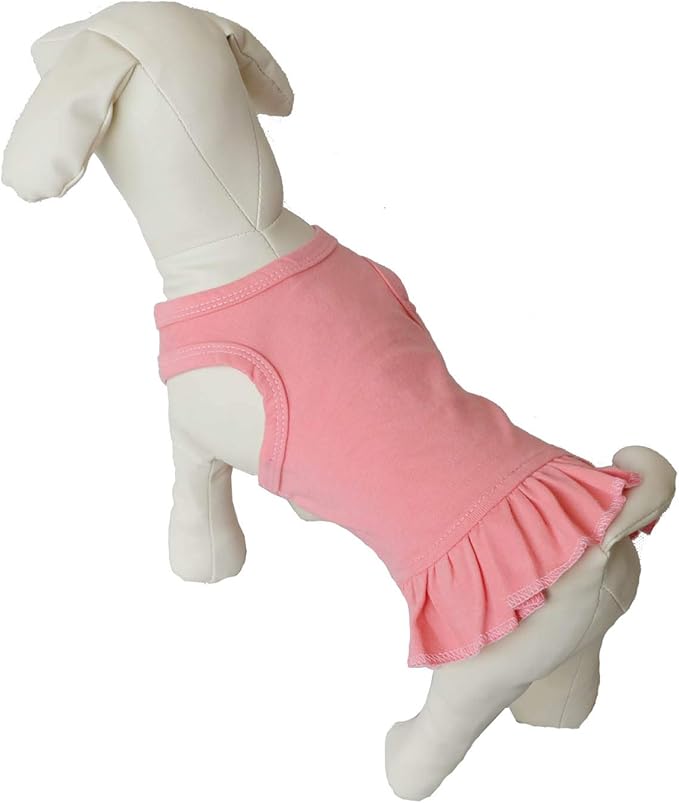 Pet Clothes Small Dog Clothing Blank Color Sport Dress T-Shirts Tee Dresses Tanks Top for Small Size Female Dogs Summer Spring Pet Costumes 100% Cotton (S, Lotus Pink)