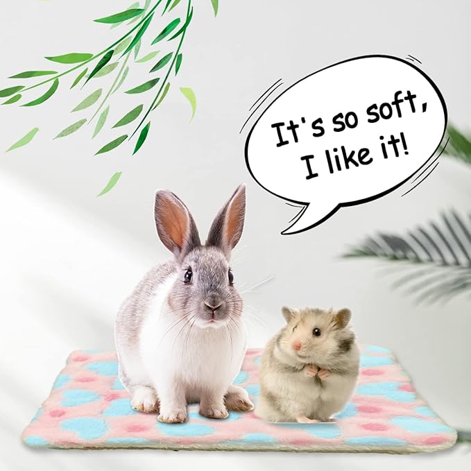 EAEDMY 4 Pieces Guinea Pig Bunny Comfortable Bed Mats Pads, Rabbit Warm Soft Bed, Hamster Bedding Pad Mats for Small Animals Chinchilla Hedgehog Baby Cats (11.8"x9.1", 2.Cobblestones Pattern)