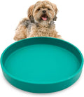 Silicone Dog Bowl Shallow Cat Food Bowls 7" Wide Puppy Plates Whisker Fatigue Pet Feeding Dishes for Dry Food and Wet Food Indoor (Round Green)