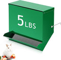 Maxcheck No-Waste Metal Rabbit Feeder for Cages, Large Hanging Food Dispenser with Mesh Bottom & Lid, Holds 5lb Feed for Several Days, Bunny & Small Pets