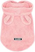 Easter Dog & Cat Outfit - Bunny Ears Hoodies, Fleece Puppy Clothes, Warm Dog Sweatshirt & Cat Costume (Large, Pink)