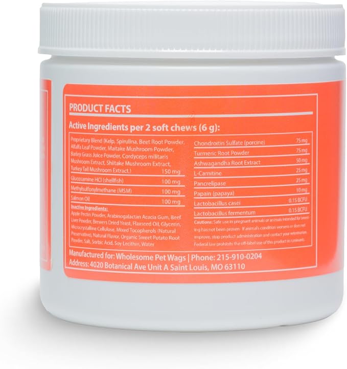 Daily 10-in-1 Dog Wellness Chews – Joint, Gut, Immune, Skin & Coat, Energy & Vitality Support – Glucosamine, Probiotics, Salmon Oil & Turmeric – 60 Soft Chews