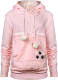YYW Womens Pet Hoodies Pullover Sweatshirt Oversized Cat Hoodies Pet Holder Cat Dog Pouch Carriers (Pink,Large)
