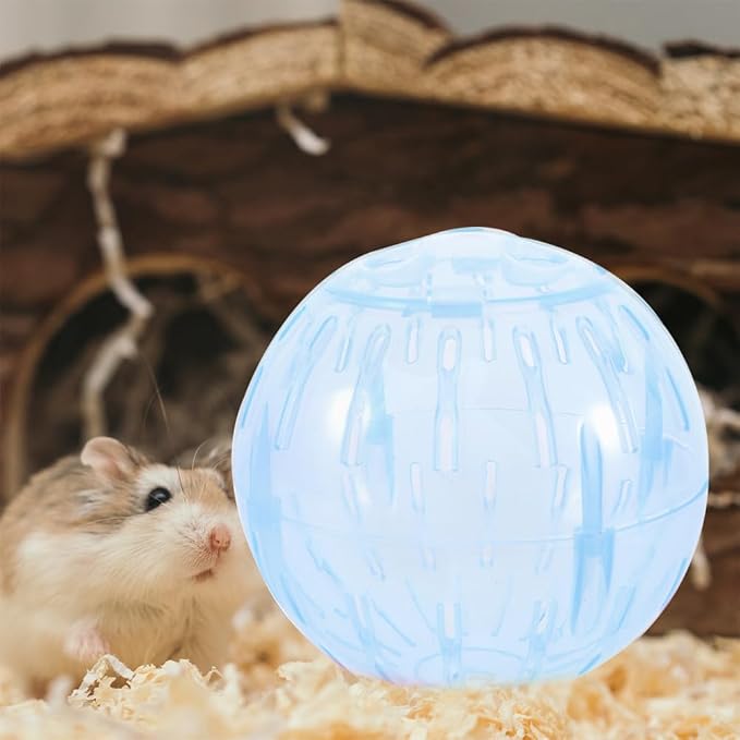 POPETPOP Hamster Running Ball Toy 4 Inch Transparent Exercise Sphere for Small Pets Gerbils Chinchillas Lightweight Portable Activity Ball
