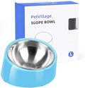 Tilted Dog Bowl Non-Slip & Non-Spill Pet Feeder with Elevated Detachable Melamine Stand, Easy to Get Food Dog Dish, L/300ml Sky Blue