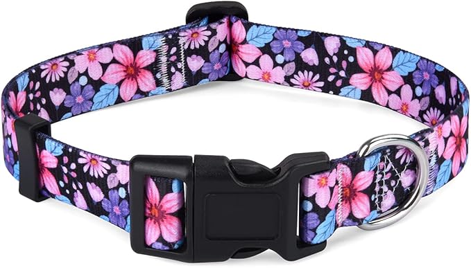 Dog Collar for Small Dogs Cats, Soft Comfy Pet Collar for Small Medium Large Dogs, Floral Pattern for Boy Girl Puppy Dogs Cats(Floral A,XS)