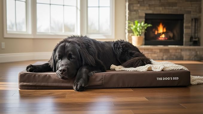 The Dog’s Bed Orthopedic Memory Foam Dog Bed for XXXL Dogs, Waterproof Washable Cover, Anti-Slip Base, Calming Surface – CertiPUR-Certified Foam, Brown with Brown Trim, 6 Inch Thick
