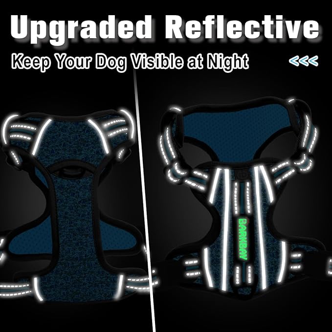 BARKBAY Dog Harness No Pull with ID Tag Pocket - Heavy Duty, Reflective, Easy Control for Small Dogs(Blue/Black,S)